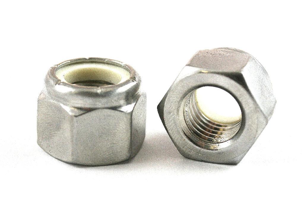 M10x1.25mm 304 Stainless Steel Self-Locking Hex Lock Stop Nut Silver Tone 4pcs 602451622390 